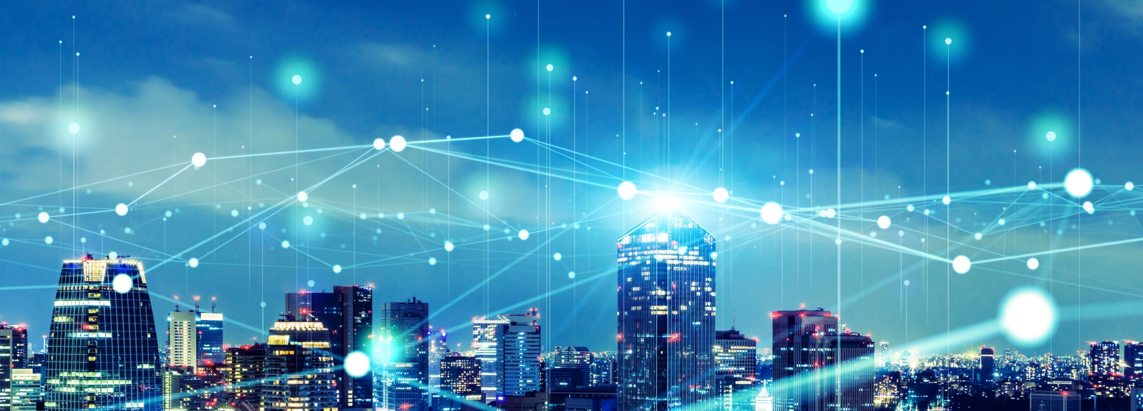 City connected by digital network, highlighting China Telecom Americas at ITW 2024, leading global telecom and tech innovation.